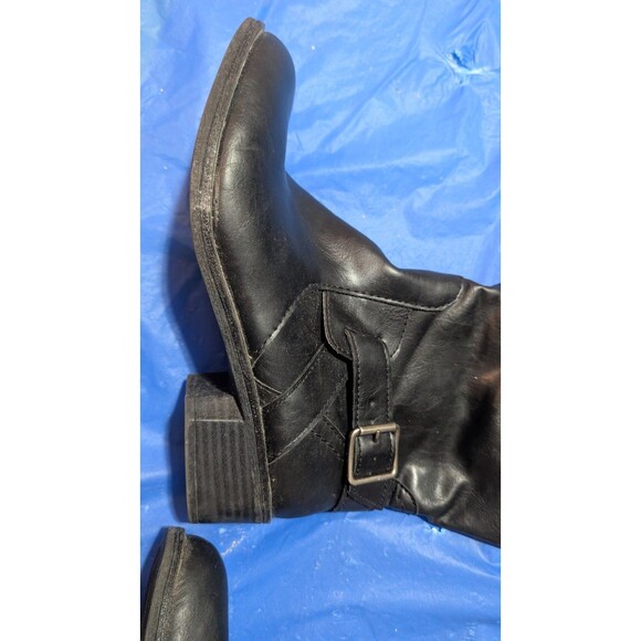 Womens sz 8.5 black knee high boc boots leather upper with  Zipper & buckle US - Picture 6 of 10